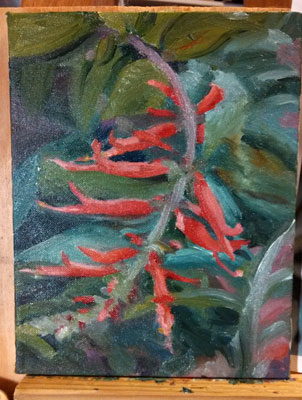 pink flower in oils